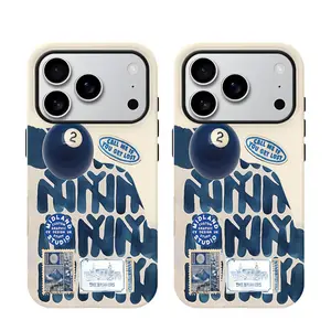Cool Art Billiard Painting 2-in-1 Polycarbonate Protective Smartphone Case, Sturdy Double-Layer Cover, Durable Shockproof Shell, Mobile Phone Accessory for iPhone 17/16/15/14/13/12/11 Pro Max, Screen Protector-Compatible Ideal Gift, Accessories