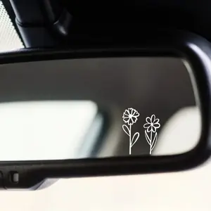 4PCS/SET Floral Car Mirror Stickers - Vinyl decals with sunflower and sunflower design, easy to apply, perfect for car exterior and interior decoration, car decorative accessories
