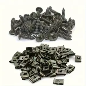 20pcs Iron Car Fastener Clips Body Screw for Engine Fender & Bumper Protection - Automotive Accessories