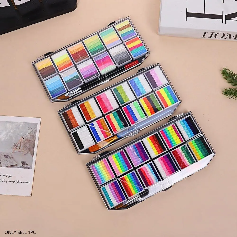 Rainbow Color Palette Set, 12-Color Body Paint Pigment Kit with Brushes, Water-Soluble & Easy Clean, Perfect for Face Painting & Parties