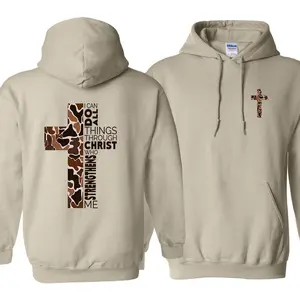 Old School Camo Hoodie, I Can Do All Things Through Christ Bible Verse 2 Sides Unisex Hoodie - KitchenEra