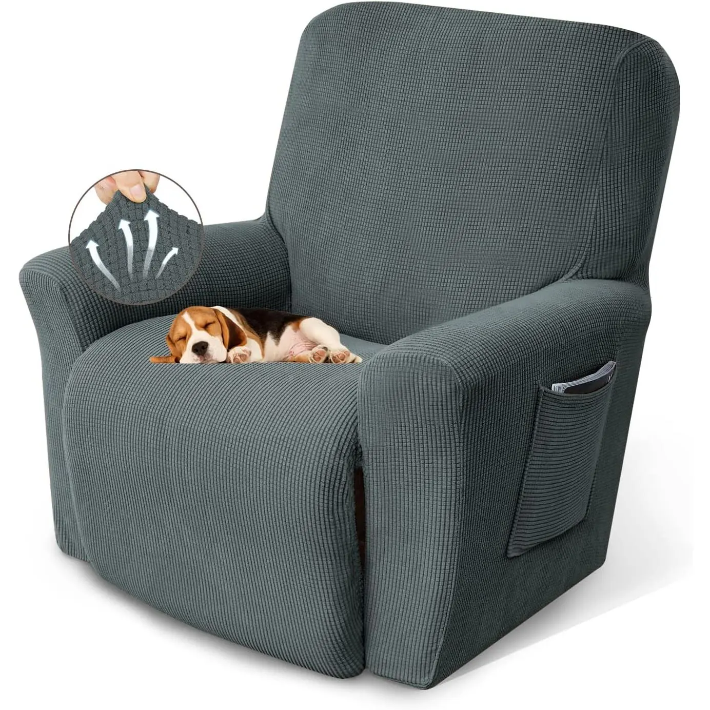 Recliner Chair Covers, Lazy Boy Recliner Covers Stretch Couch Cover Slipcovers 1 count Furniture Protector with Elastic Bottom for ,.(Recliner, Grey)