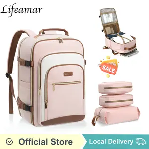 Unisex travel backpack, flight approved as personal item, large capacity carry-on airplane backpack with 3 storage pockets and laptop compartment, waterproof backpack for hiking and overnight stays, suitable for office workers, students, travelers