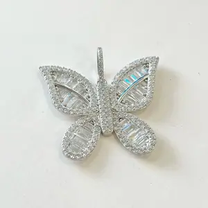 Sterling Silver 925 CZ Large Butterfly Pendant