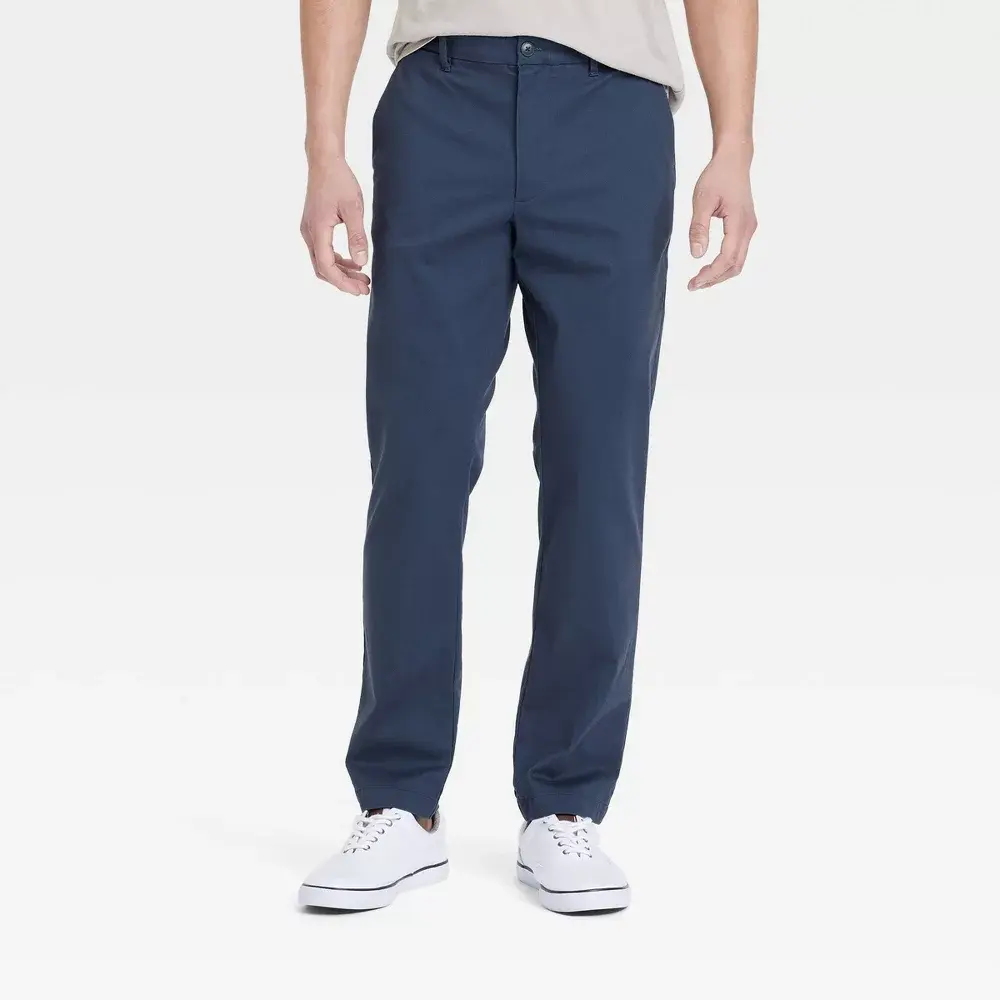 Men's Slim Fit Chino Pants - Comfort Wear with Polyester-Spandex Fabric, Zipper Closure - Goodfellow & Co (Pair with Tee)