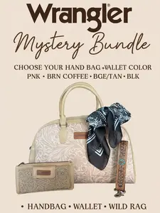 Wrangler Mystery Handbag & Wallet Bundle with Wild Rag + Leather Keychain