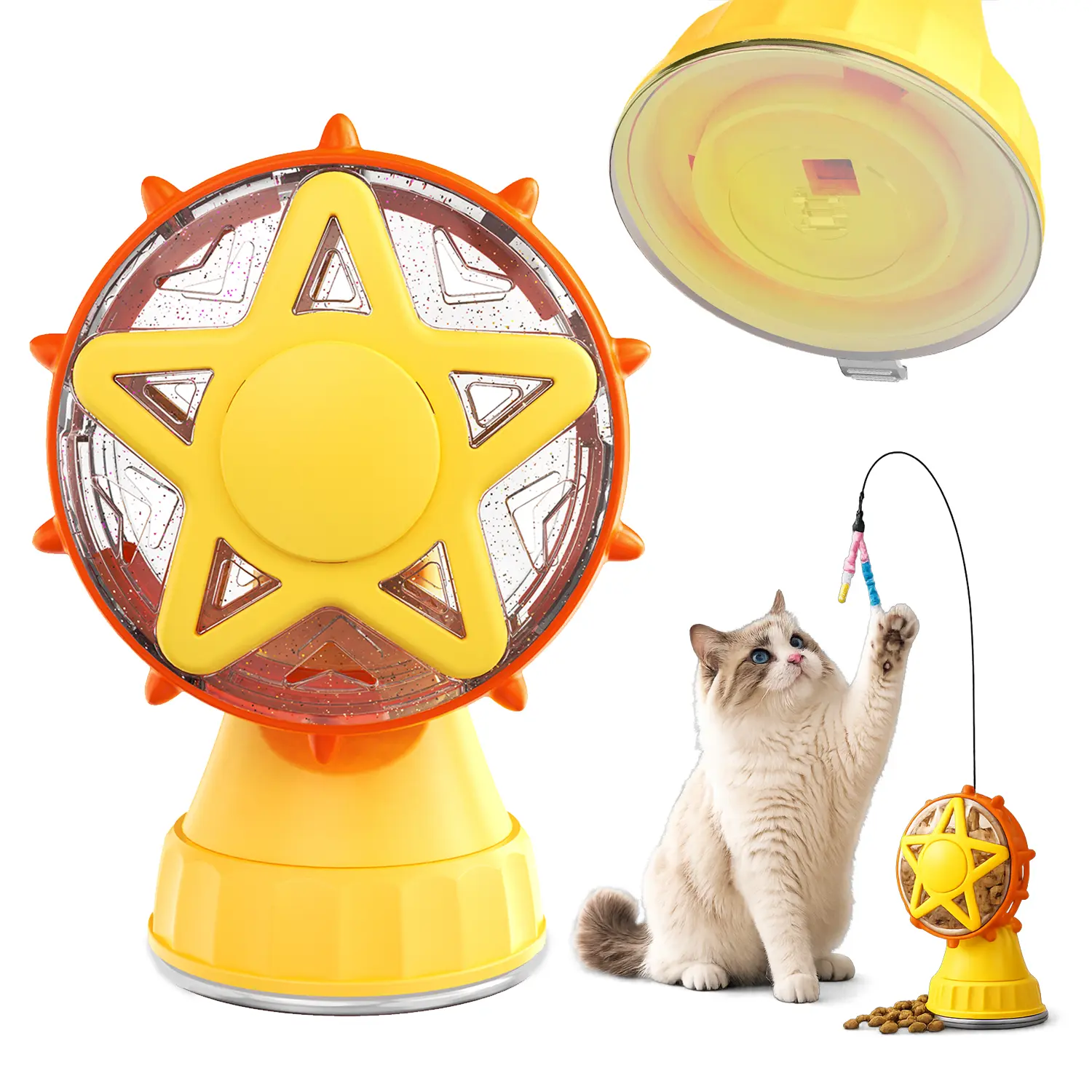 Co’esstra 2-in-1 Pet Food Dispenser - Interactive Cat Treat-Dispensing Puzzle Slow Feeder Toy, Encourages Batting, Chasing, Pawing, Solo Play, Exercise, Mental Enrichment for Indoor Cats, Interactive Toys Puzzle Slow Feeder, Treat-Dispensing Interactive T
