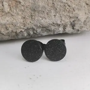 GTHIC Simple Black Stone Stainless Steel Stud Earrings for Men Women Birthday Gift Charms Daily Wear Accessories