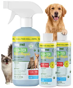 BugMD Flea and Tick Spray for Dogs and Cats – Kills & Repels on Contact – Plant-Powered Flea Treatment for Home, Furniture & Carpet | Makes 32 oz