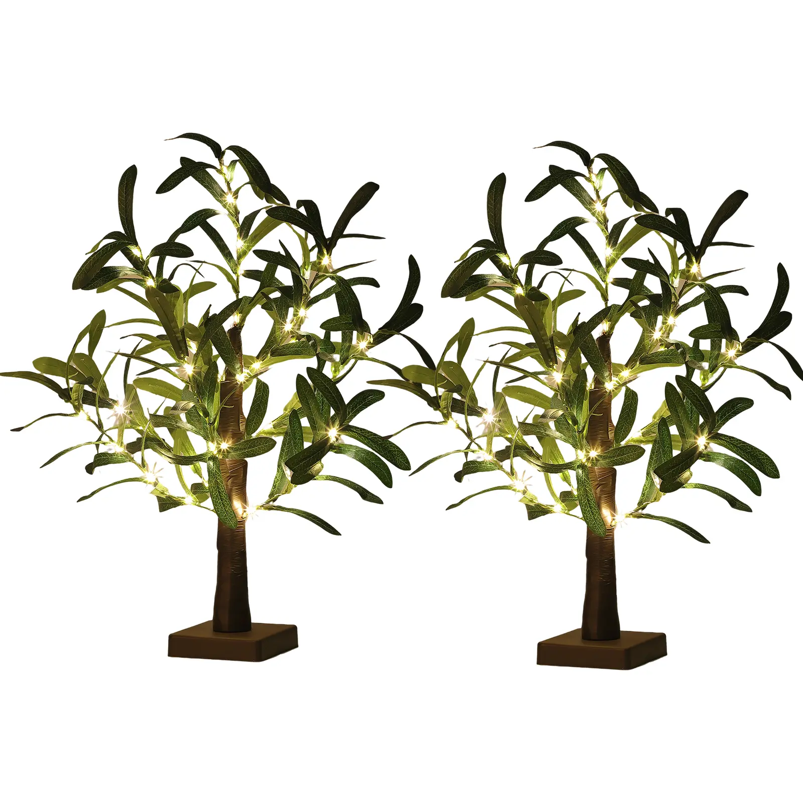 Tabletop Pre-lit Silk Fake Olive Tree, USB/Battery-Operated 50 LED Fairy Lights with Timer, Lifelike Artificial Plant Decor for Home Mantel Shelf, Christmas & Birthday Decorations
