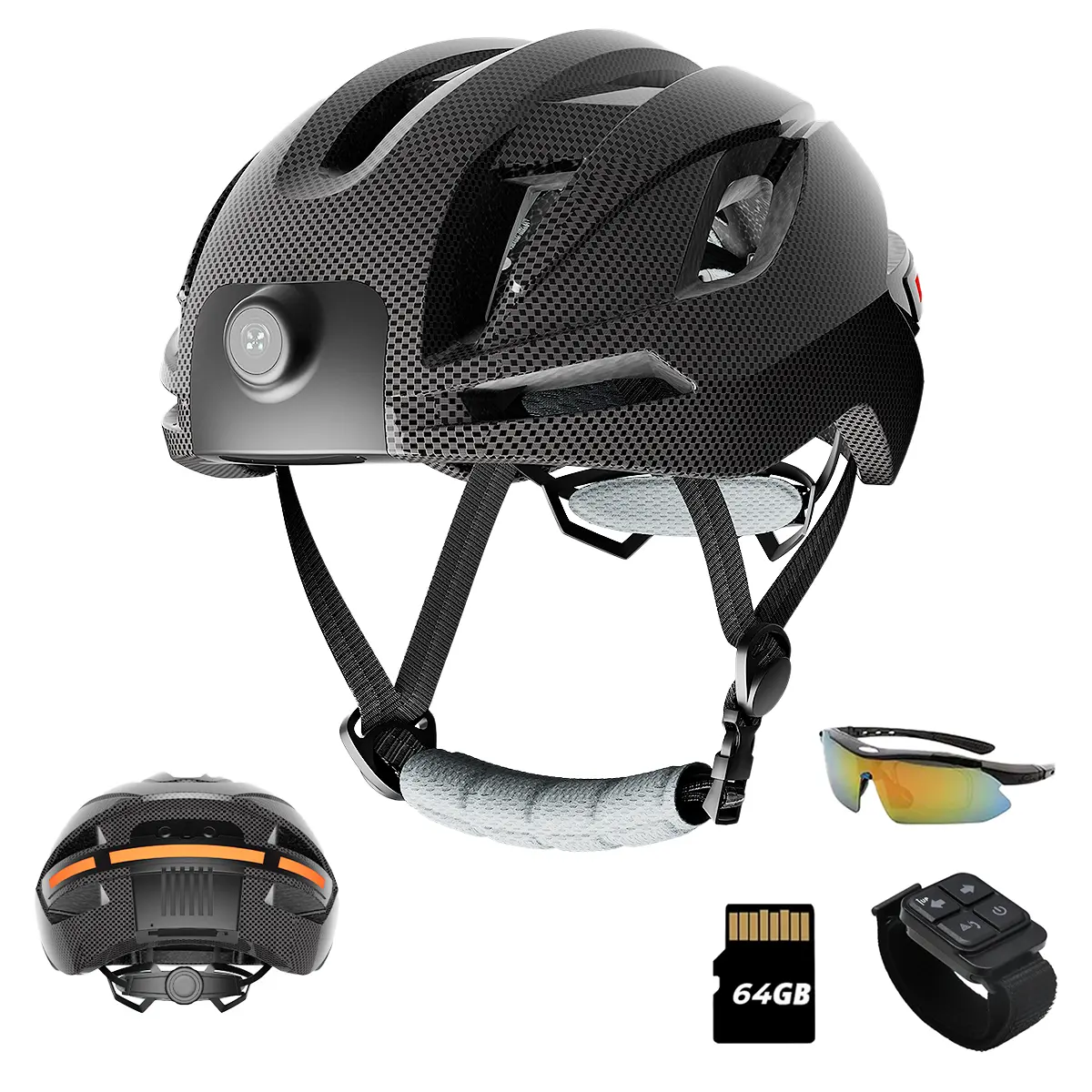 Movcan RAW3 Unisex Adjustable Smart Cycling Helmet for Adults - CPSC Certified, 64G, Bluetooth-Enabled, Front 1080P HD Camera Video Recorder, Smart Headgear Sports Protective Gear, Adjustable Cycling Helmet, Front Camera, Front 1080P Hd Video Recorder