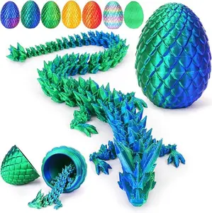 3D Printed Dragon Figurine, Single Vibrant Gradient Dragon Egg Ornament, Unique Desktop Decoration for Home and Office, Perfect Home Decor Gift