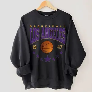 [SALE UP TO 30%] + [FREE SHIP] Los Angeles Basketball Sweatshirt, Retro Style Los Angeles Basketball Crewneck, Los Angeles Sports Apparel, Los Angeles Basketball Fan Gifts, Gift For Football Fans