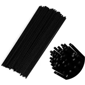50pcs 11.8in Black Fibre Reed Thick Diffuser Sticks Fragrance Refill for Home Office Spa Bedroom