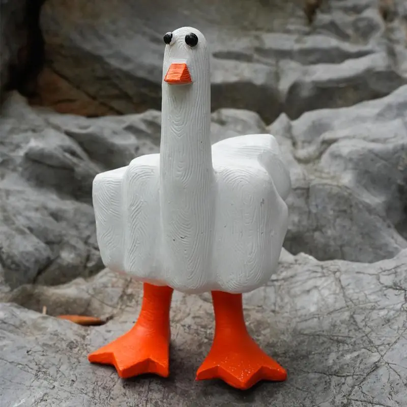 Funny Middle Finger Duck Resin Sculptures - Collectible Figure Decor, Cute Collectibles, Humor-Infused Multi-Functional Desktop Office Gift & Home Decor Accessories, Decoration Items