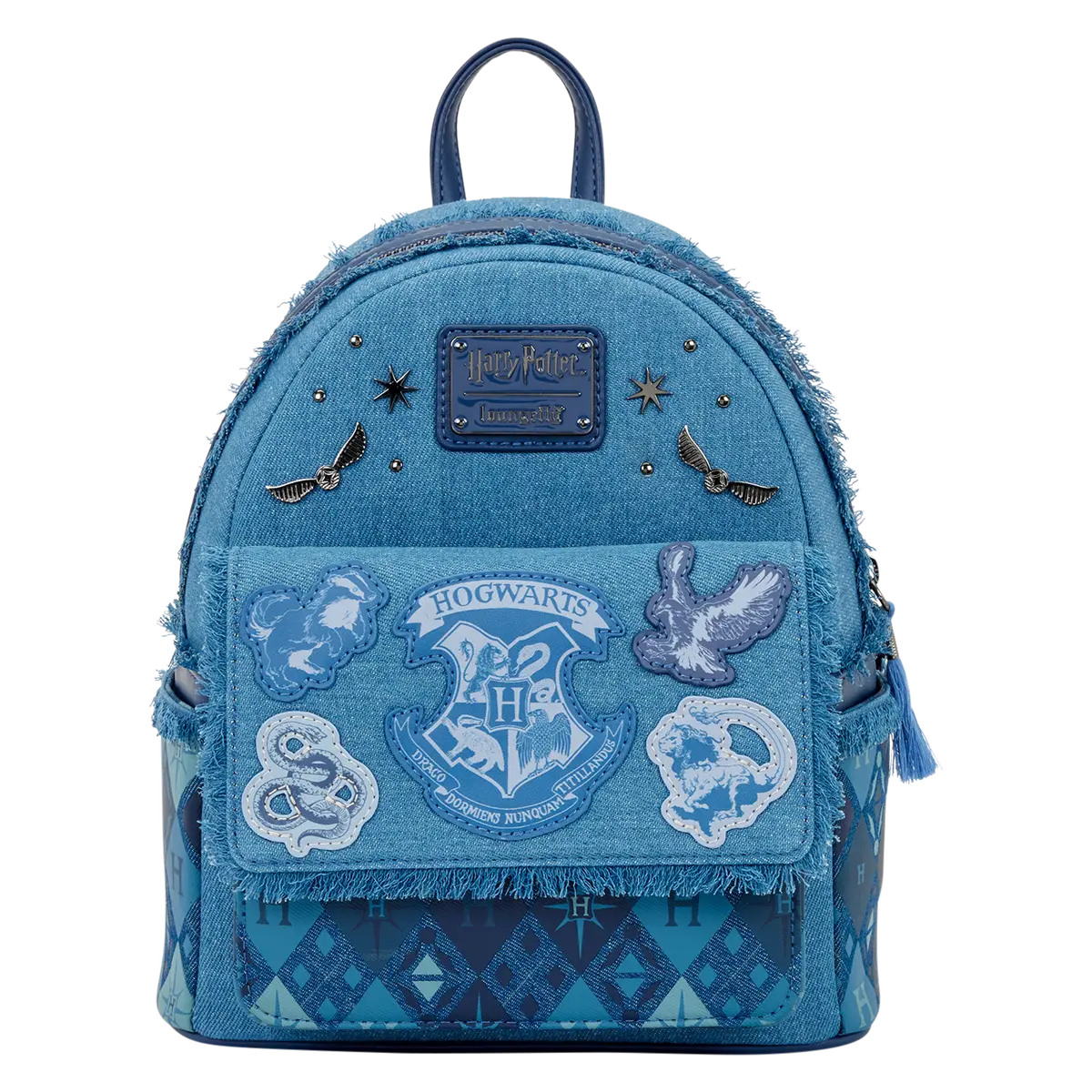 Harry Potter Hogwarts Denim Mini Backpack, Functional Luggage Backpack Bags