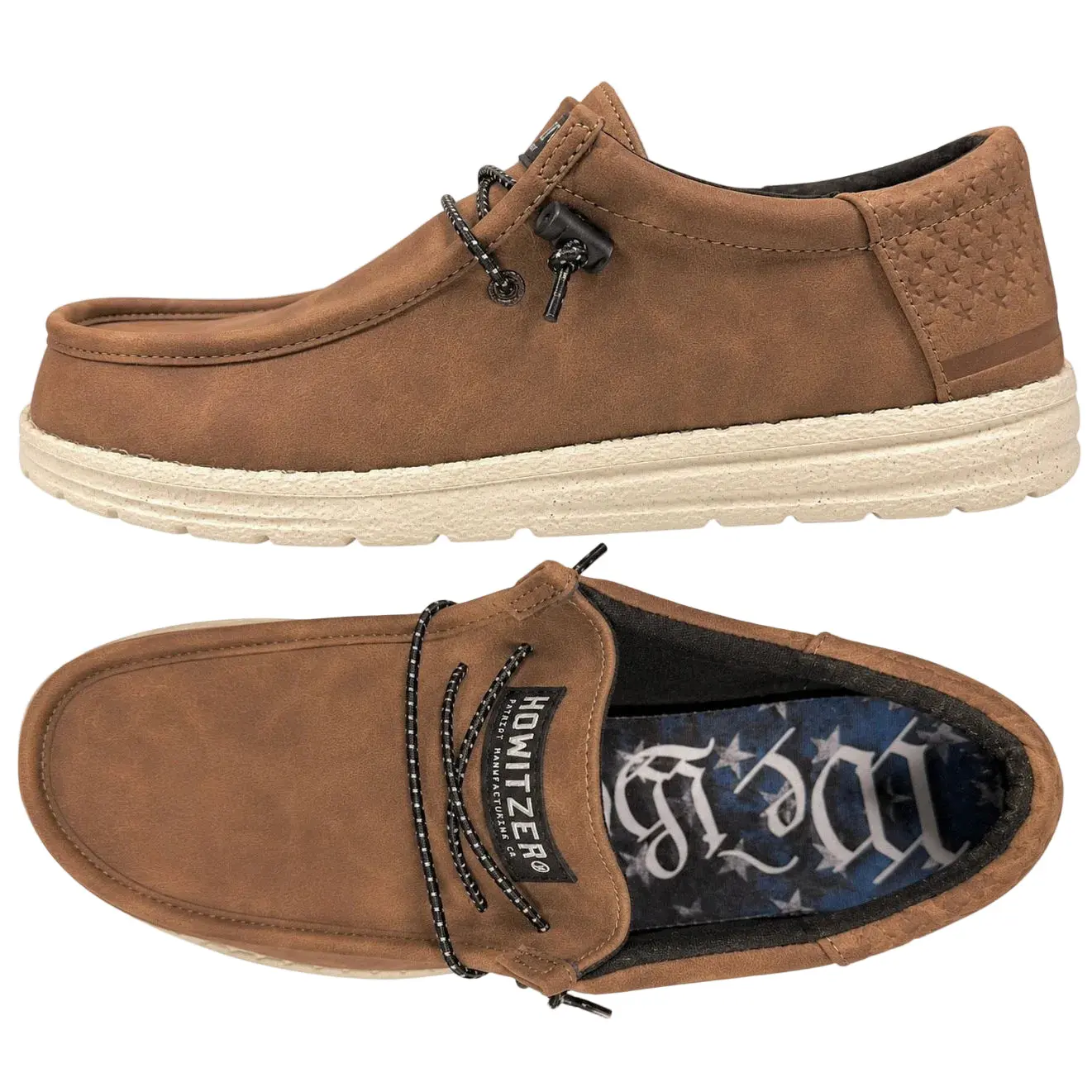 Howitzer Men's Roam Blackout Walking Shoes, Lightweight Casual Shoes with Breathable Fabric and Adjustable Laces, Dark Brown, Elastic, Footwear, Casual Fashion Shoes