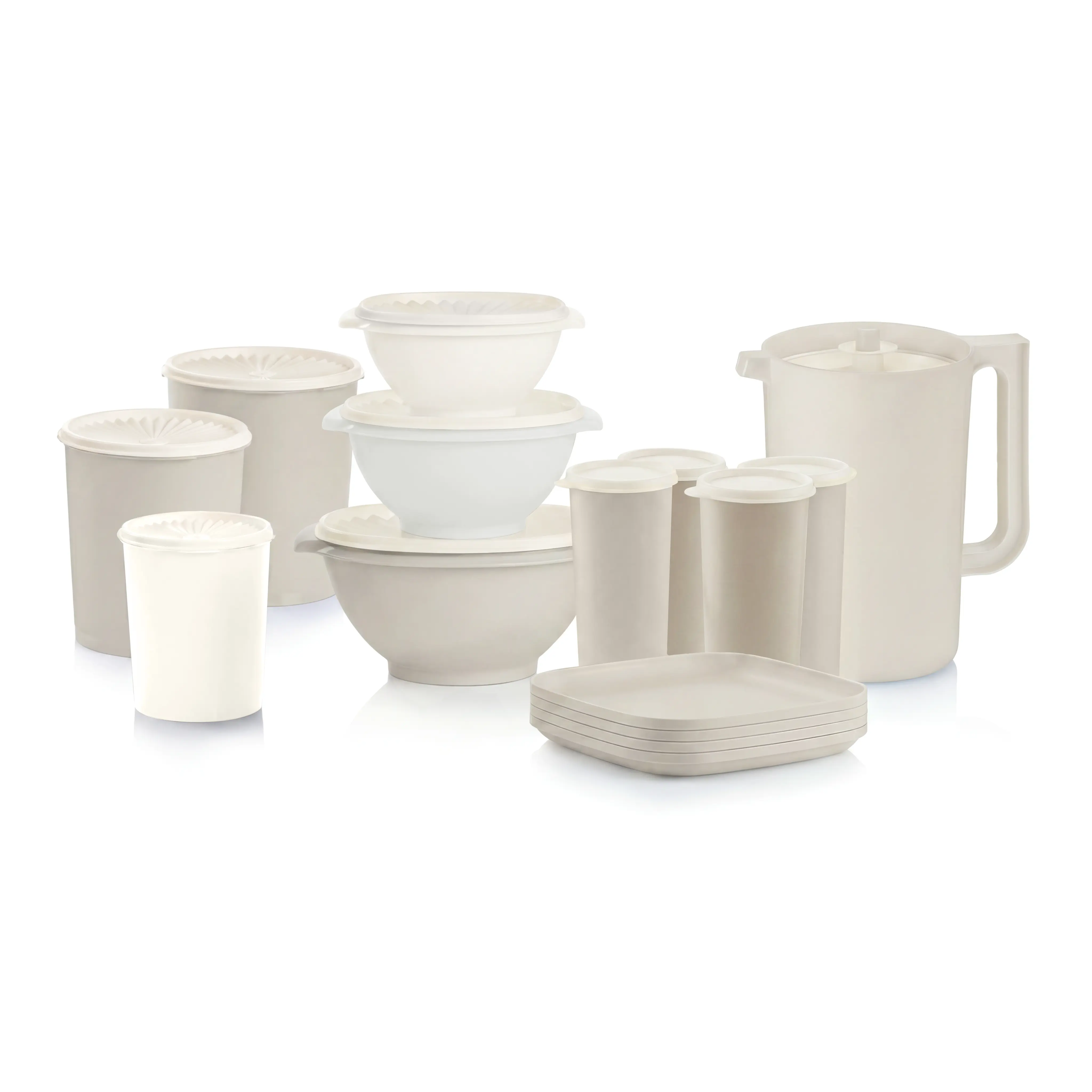 Tupperware Servalier 15-Pc Serve & Store Preserving Containers Set with Square Plates, Tableware, Bowls & Cups for Kitchen Use, Multi-Size