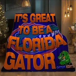 JIT A Florida football polyester fiber flannel blanket, Throw blanket - comfortable and skin friendly, suitable for sofas, beds, travel, all seasons, office rest, nap time, living room decoration, machine washable