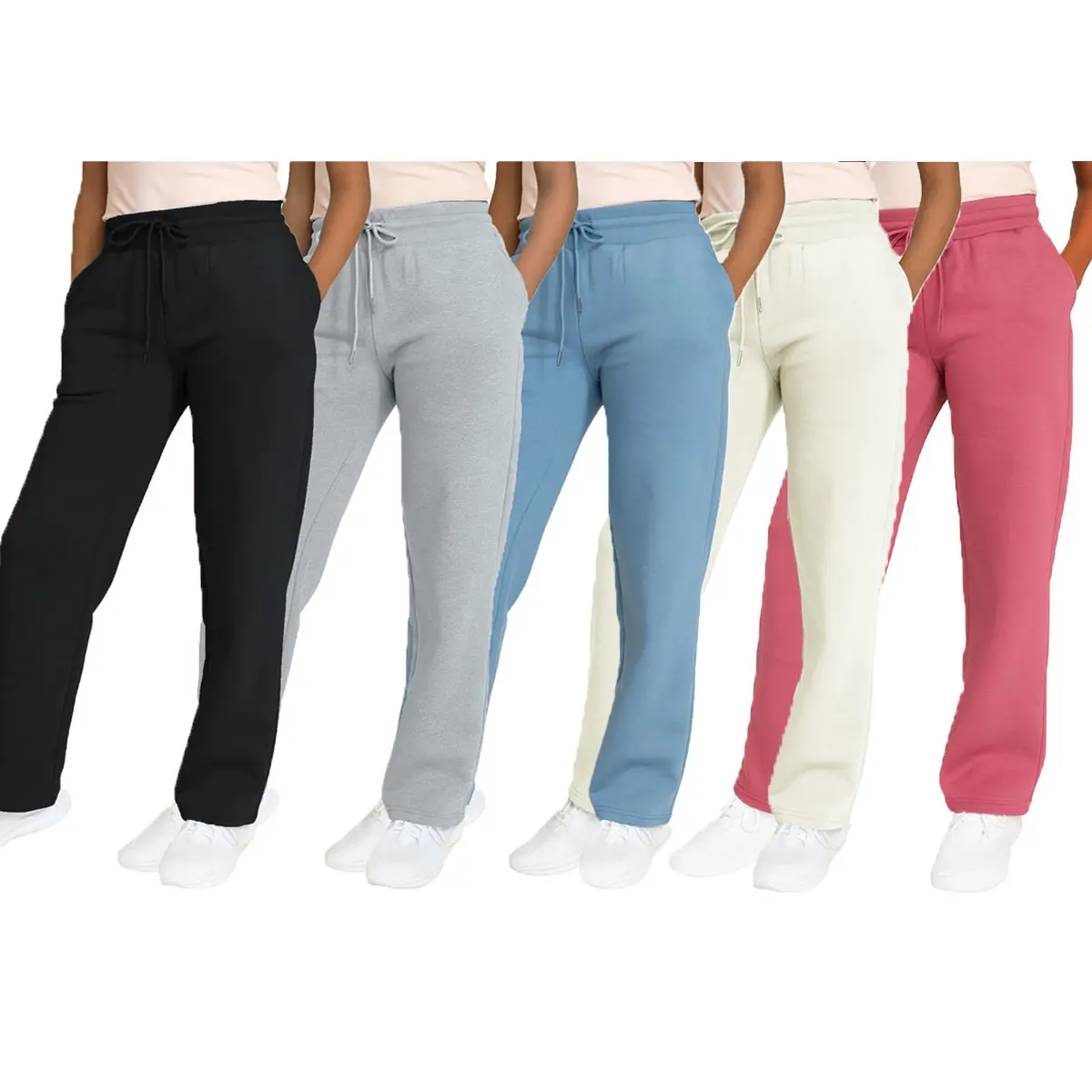 Women's Multi Pack Heavyweight Wide Leg Loose-Fit Fleece Sweatpants (S-2XL)