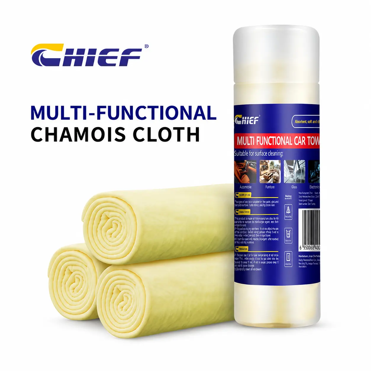CHIEF 3-Pcs Chamois Drying Towel - 30x40cm Microfiber Cloth, Multipurpose Cleaning Cloths for Daily Car Care, Streak-Free Drying Supplies, Professional Auto Wash Accessories#car drying towel，cleaning supplies，deep cleaning house supplies，car cleaning kit