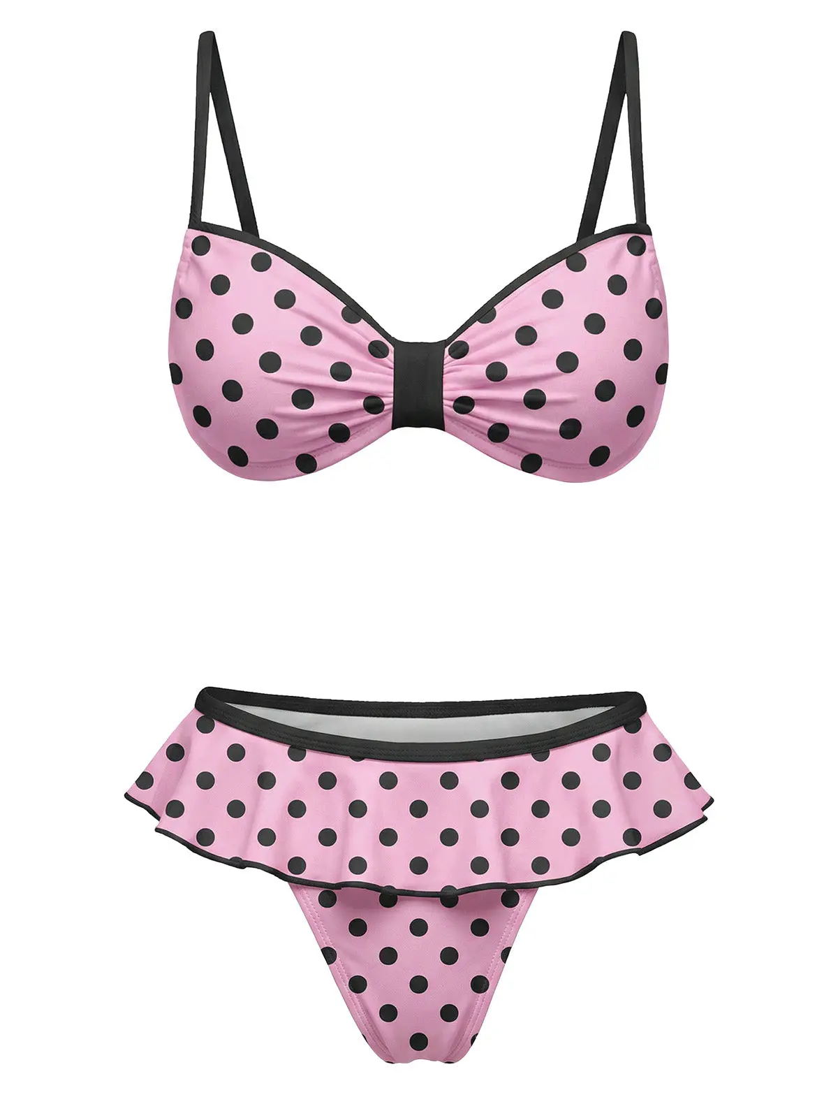 Peach Pink 1940s Polka Dot Bikini Set Swimsuit summer outfits beach essentials vacation outfits