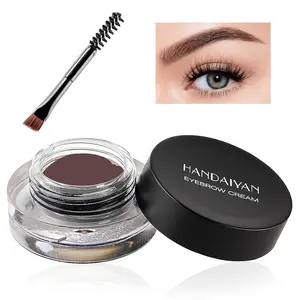 Waterproof Brow Pomade - Brown Eyebrow Cream With Eyebrow Brush - Brow Pencil High Pigment Long Lasting Wear, Smudge Proof, Sweat Resistant, Easy to Slide and Quickly Dry - Eyebrow Makeup for Women (Brown) springtok