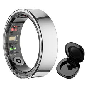 New Rechargeable stainless steel Smart Fitness Ring R09 Health Monitor Multi Sport Mode Skin Temperature Measurement 5ATM Waterproof Smart Ring With Charging Case ring conn air gen 2 fitbit inspire 3 ip68 waterproof activity tracker wearable pedometer