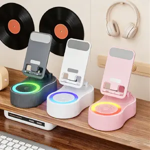 5 in 1 Wireless InductionAudio Bluetooth Speaker  5in1 Phone Holder Emergency Rechargeable (3000mAh) with Colorful Ambient Light 300° Foldable for Tablet iPhone Android phone holder speaker Stereo Charging Compact Device