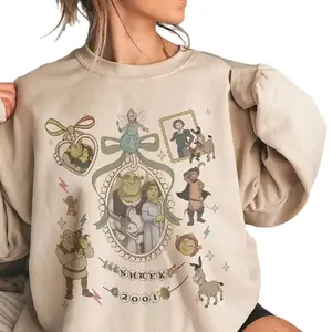 Coquette Bow Shrek Fiona Donkey Gingerbread Man Graphic Sweatshirt, Shrek Friends Funny Can't Today I'm Swamped Pullover Hoodie For Men and Women