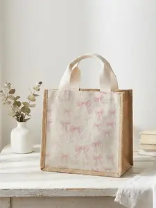 Butterfly Pattern Handbag Durable Reusable Lunch Bag, Women's Casual Shoulder Bag, Large Capacity Picnic Food Drink Bag, Versatile Use, All Seasons, Convenient Handle, Easy Carry