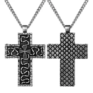 OIDEA Men's Thanos Cross Openable Pendant Necklace - Blackmetal & Grunge Necklaces, 3D Printed Cross Motif with Secret Compartment, Link Chain, Halloween Aesthetic Cosplay Costume Jewelry, Blackmetal Necklaces summerwins,summerwins
