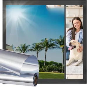 [New Deal] Window Tint for Home Window Privacy Film See Out Not in Reflective One Way Window Film UV Sun Heat Blocking Window Film Static Cling for Home Office (Silver, 17.5 X 78.7 in)