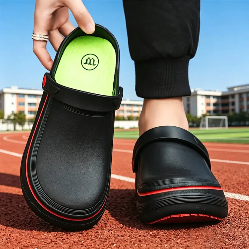 Unisex EVA Chef Shoes, Non-Slip Waterproof Mules, Comfortable Wide Toe Work Clogs for Kitchen, Nursing & Gardening, Footwear, Slide, Slip On, Synthetic, All Season