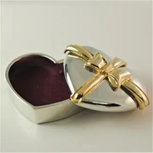 212 MAIN Velvet Heart-Shaped Silver and Gold Designer Trinket Box - Home Organizer for Jewelry Storage, Ideal Gift Item