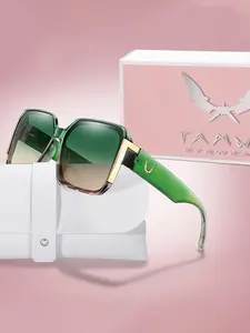 TAMWY Fashion Large Frame Outdoor Gradient Lens Glitchy Glam Sunglasses, Women's Windproof Sun Protection, Party Festival Gift