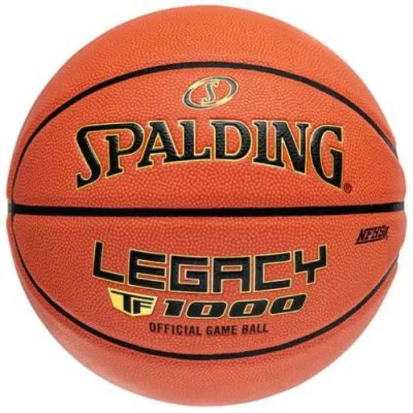 Spalding TF-1000 Legacy Composite Leather Basketballs for Athletes, 28.5-in Regulation Size for Indoor Play with a Balanced Bounce, Game-Ready, Deep Channels, Legacy Series, Nfhs Approved, College Athletes