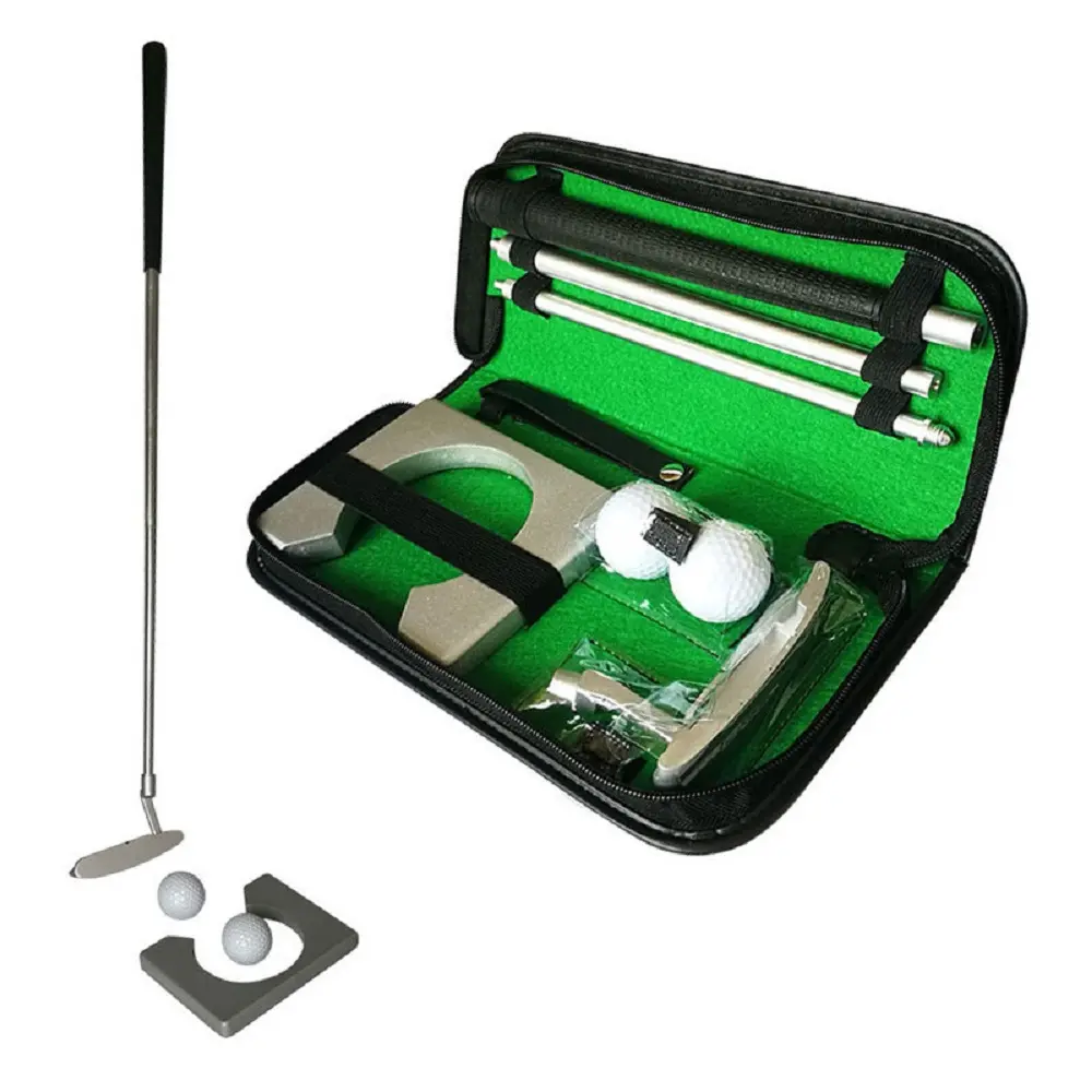 Portable Compact Golf Putting Trainer Kit with Storage Case - Includes Mini Putters, Balls, Steel Shaft Clubs, Vokey Wedges, Indoor Beginner Practice & Grip Training Aid, Includes Balls, Indoor Practice