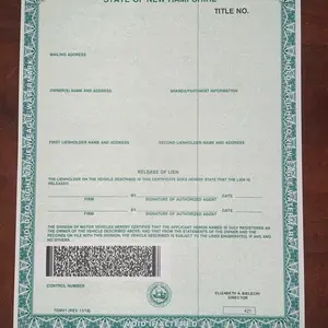 Vehicle Title Paper