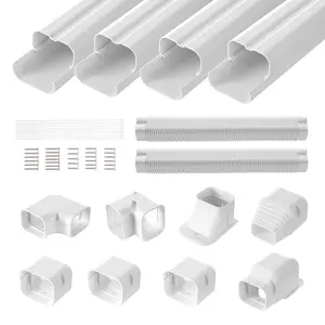 VEVOR Mini Split Line Set Cover 3-inch W 17.6Ft L, Summervibes,Summervibes, PVC Decorative Pipe Line Cover For Air Conditioner with 4 Straight Ducts & Full Components Easy to Install, Paintable for Heat Pumps, White