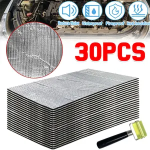 30 Pack 16"x10" Thermal Sound Deadener Car Heat Shield Insulation Noise Reduce Mat 7mm Thickness 276mil Mats with Roller - 32Sqft