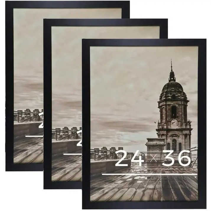 24x36 Poster Frame Black  Frame with Plexiglass Horizontal and Vertical Formats   the Wall Display Picture, Set of 3