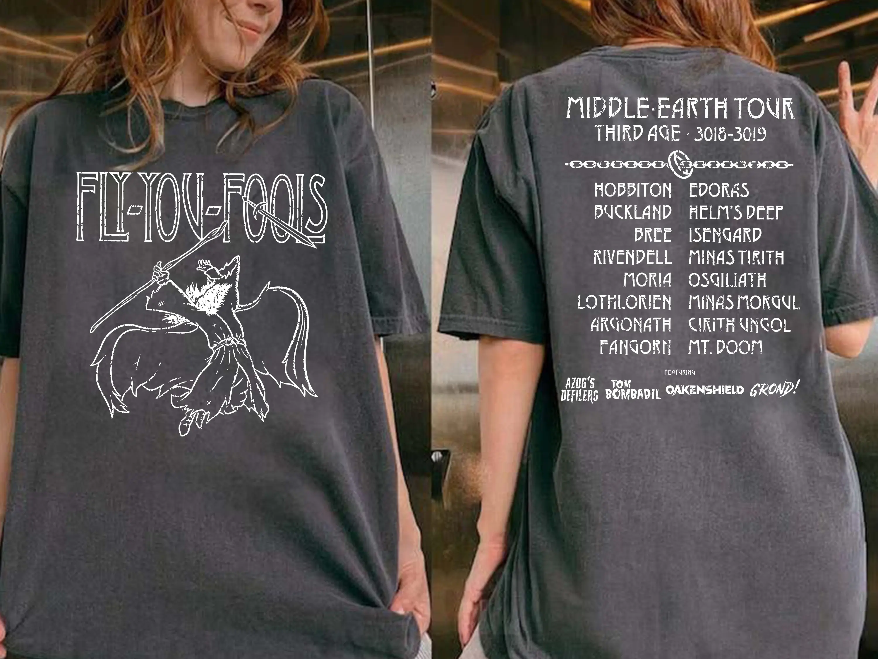 Fly You Fools Shirt, The Lord of the Rings Shirt, Middle Earth Tour Tee, Gandalf Graphic Shirt, LOTR Fan Gift, Fantasy Vintage Crewneck, Hobbit Aesthetic Shirt