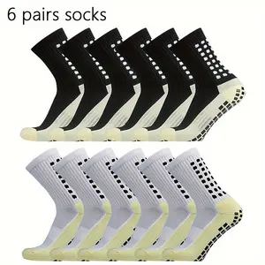 6 Pairs Outdoor Professional Silicone Non-slip Thick Breathable Sports Football SocksGift
