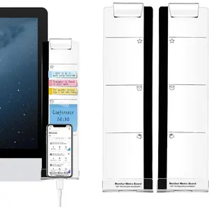 Office Desk Accessories 2pcs Multifunction Computer Monitor Memo Board-Transparent Computer Side Panel Memo Creative Monitor Side Panel With Phone Holder For Office And Home Desktop