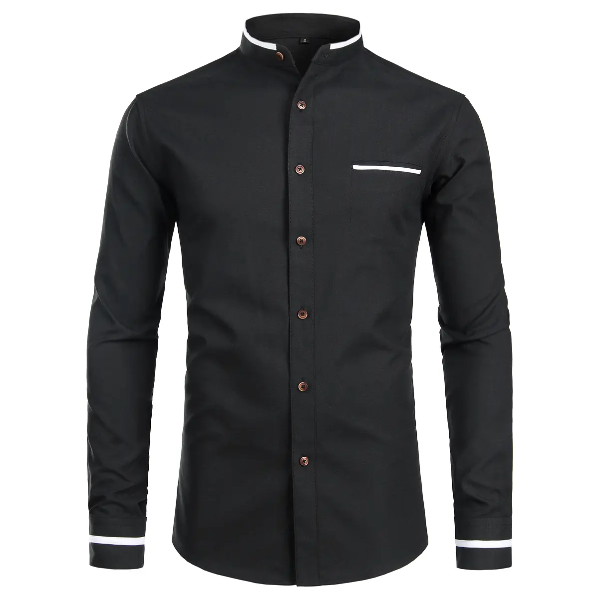 ZEROYAA Mens Hipster Mandarin Collar Slim Fit Long Sleeve Casual Button Down Oxford Dress Shirt with Pocket sublime shirt shirt summer outfits men Grandpa Cotton