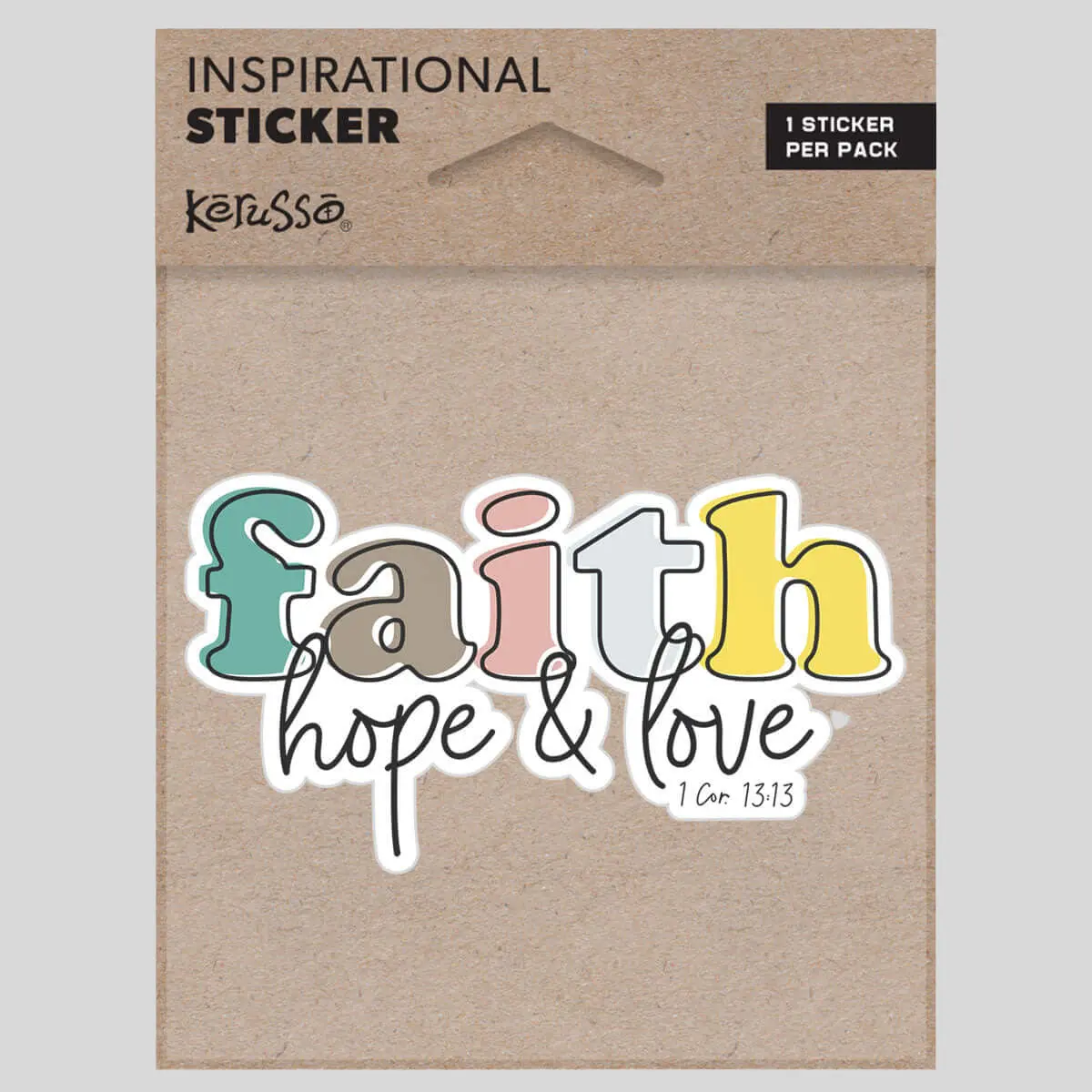Kerusso Christian Spirituality Inspirational Sticker, Faith-Hope-Love Design, Water Resistant, 3.75" x 2.125" for DIY Scrapbooking & Stamping (Toys & Hobbies)