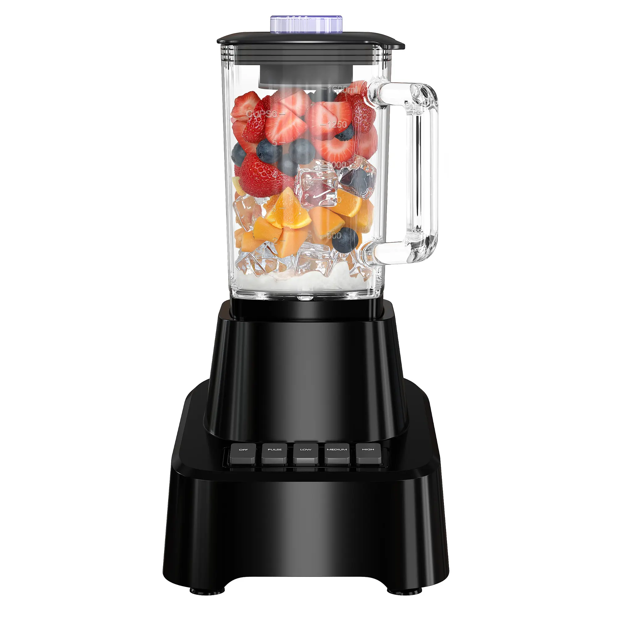 Sweetcrispy Professional Blender for Smoothies, Full-Size Kitchen Blender with 850 Peak Watts & 54oz Large Glass Pitcher, 4 Speeds with Pulse for Ice Crushing Frozen Fruits, Dishwasher Safe, Black