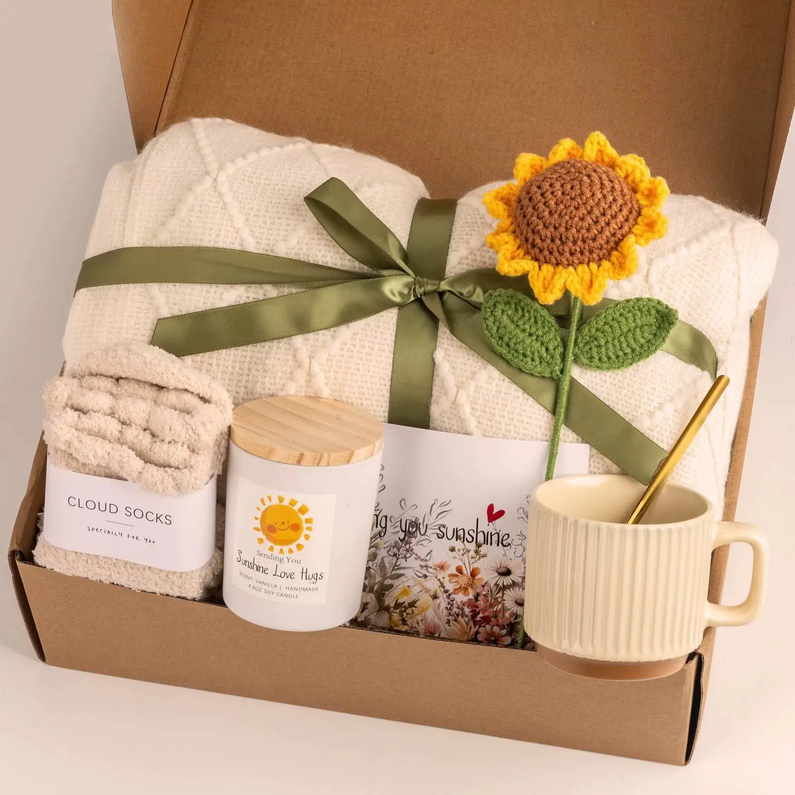Sunflower Gift Set, Unique Women's Gift Basket, Best Friend, Mom, Wife Birthday Gift, Mother's Day Box, Perfect Present for Her, Relaxing Gift Box, Themed Gift Box, Mothers Day Gift Basket