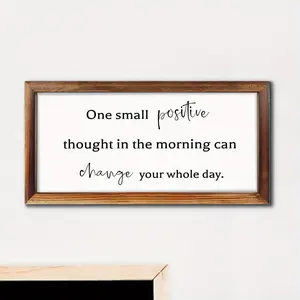 Positive Inspirational Quotes Wooden Framed Wall Sign, Rustic Farmhouse Decor for Living Room, Bedroom, Kitchen, Bathroom, Home Decor